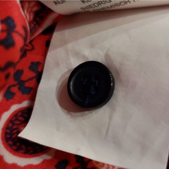 🔺️Anthropologie Fleur Bleue Red & Blue Print Popover 3/4 Sleeve Top Medium - Picture 11 of 11